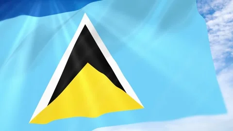 Saint Lucia Flag Seamless Loop 4k 60fps on Sky Background Stock Footage 341677010