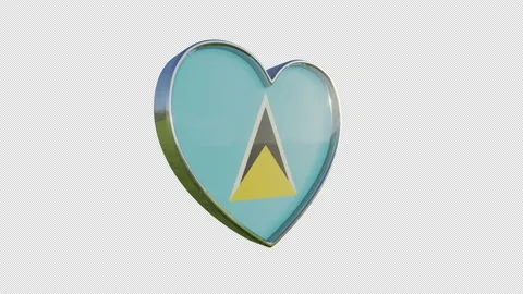 Saint Lucia Flag in the Shape of 3D Heart. Stock Footage 137385116