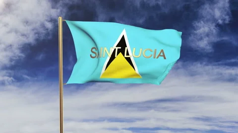 Saint Lucia flag with title waving in the wind. Looping sun rises style Stock Footage 48596157
