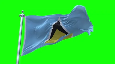 Saint Lucia Flag Waving in Loopable and Textured green screen background Stock Footage 296876182