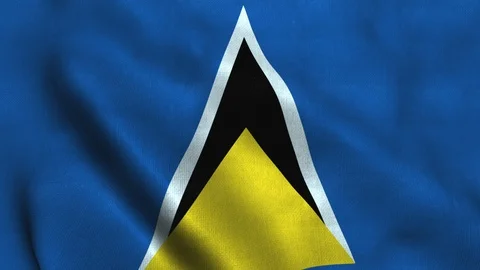 Saint Lucia flag waving in the wind. National flag Saint Lucia Stock Footage 124482133