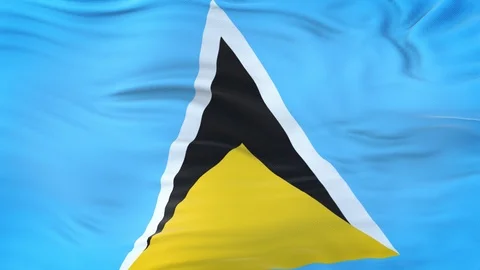 Saint Lucia flag waving in the wind with highly detailed fabric texture 動画素材 124713091