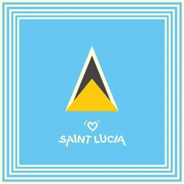 Saint Lucia Flag's isosceles triangle symbol in Square Art Frame - Vector Stock Illustration