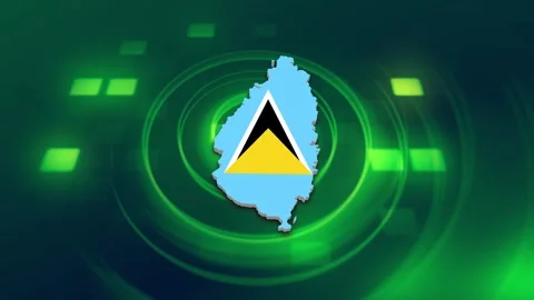 Saint Lucia Map and Flag Background Stock Footage 344029674