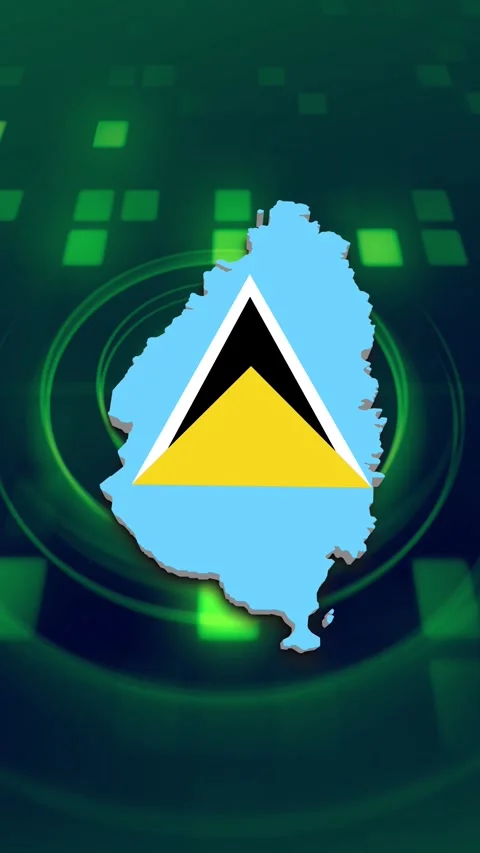 Saint Lucia Map and Flag Background Vídeos de archivo 347126534