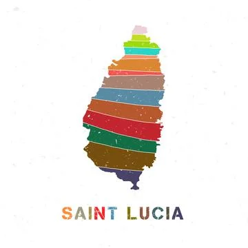 Saint Lucia map design. Shape of the island with beautiful geometric waves .. 스톡 일러스트