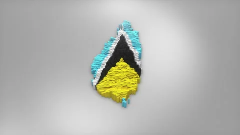 Saint Lucia Map with Flag Intro Background Stock Footage 315164158