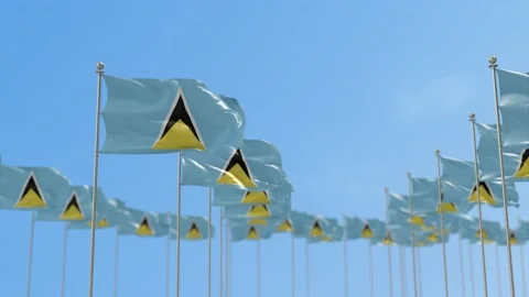 Saint Lucia Row Of Flags Animation Vídeo Stock 148789723