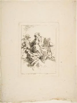 Saint Luke ca. 1764 Jean Honor Fragonard French This etching is from a grou.. Stock Illustration