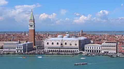 Saint Mark Square, Venice during a beautiful sunny day Stock Footage 71841536