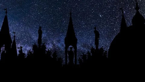 The Saint Mark's Basilica in Piazza San Marco, Venice, Italy, Stars Time Lapse Stock Footage 92540143