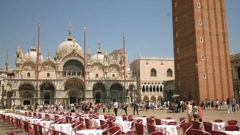 Saint Mark's Basilica with St. Mark's Campanile in Venice, Italy Video stock 79060975