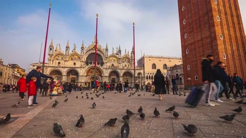 Saint Mark's Square, Venice, Italy, 4K Time-lapse video Stock Footage 136502499