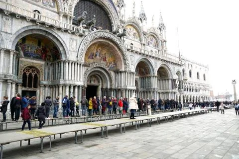 Saint Mark's square in Venice two days after flood on November 18th 2019 Stock Photos