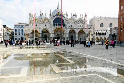 Saint Mark's square in Venice two days after flood on November 18th 2019 Stock Photos