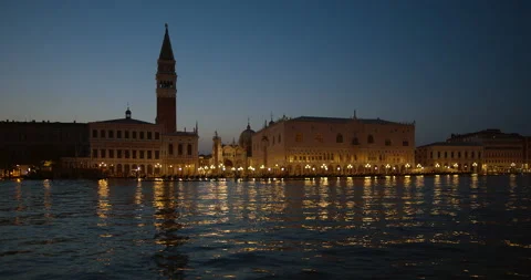 Saint Mark's Square view at night Venice Italy Vídeos de archivo 134906706