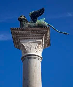 Saint marks winged lion column venice italy Stock Photos