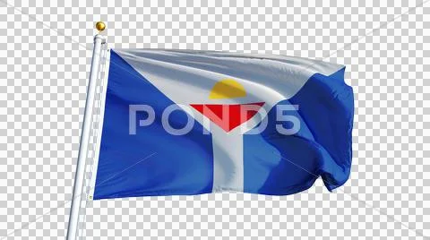 Saint Martin flag, close up, isolated with alpha channel Stock Photos