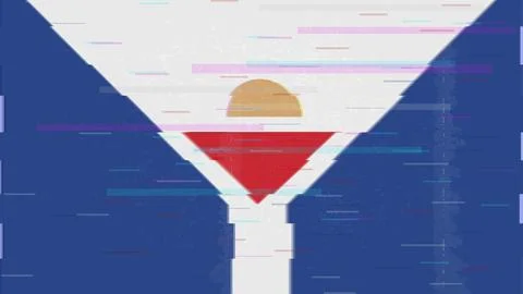 Saint Martin Glitch Flag Vector - RGB Split Digital Video Frame Design Stock Illustration