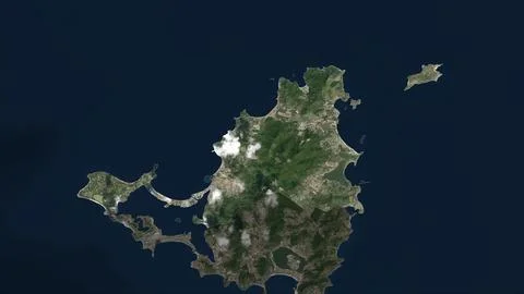 Saint Martin highlighted on a low resolution satellite map Stock Illustration