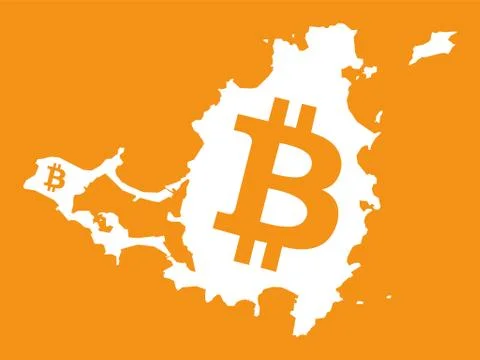 Saint Martin map with bitcoin crypto currency symbol illustration Stock-Illustration