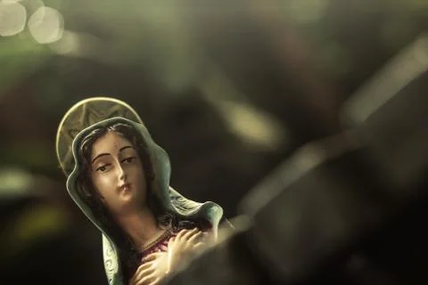 Saint mary statue in the park. Stock Photos