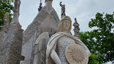 Saint Michael Archangel statue, La Vallee des Saints in Brittany, France Stock Footage 337506481