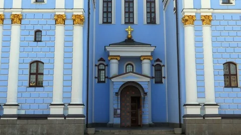Saint Michael Gilded Orthodox cathedral in Kiev, Ukraine, 4k footage video Stock Footage 111724494
