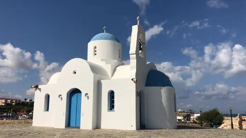 Saint Nicholas Chapel and Fishing Harbor in Protaras Video stock 90648853