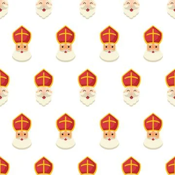 Saint Nicholas Day or Sinterklaas Seamless Pattern with Gift Box and Christ.. Stock Illustration
