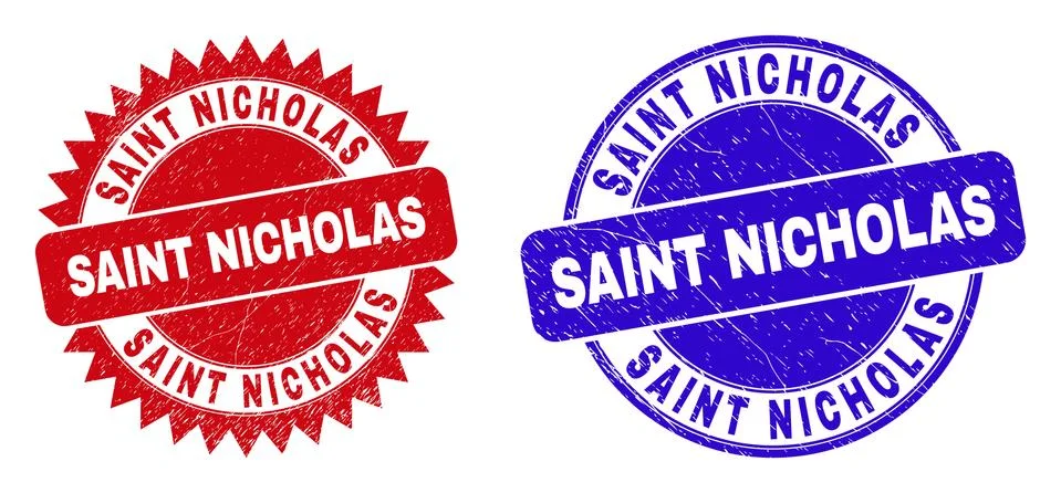 SAINT NICHOLAS Rounded and Rosette Stamps with Unclean Surface Stock Illustration