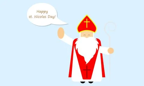 Saint Nicholas with a speech Stock Illustration
