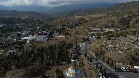 Saint Nicholas Temple lighthouse Crimea memorial to victims on the waters Stock-Footage 165803833