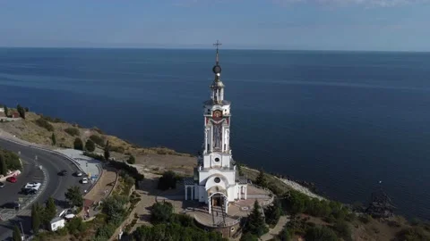 Saint Nicholas Temple lighthouse Crimea memorial to victims on the waters Stock-Footage 165804468