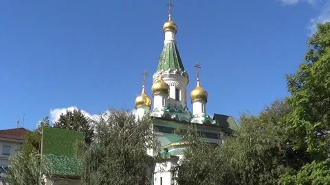 Saint Nickolas Russian church in Sofia 스톡 동영상 330076005