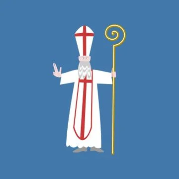 Saint Nicolas isolated on blue background Stock Illustration
