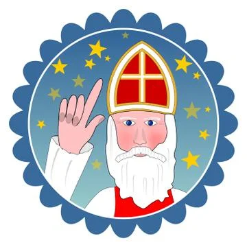 Saint Nicolas portrait in circle shape Stock Illustration