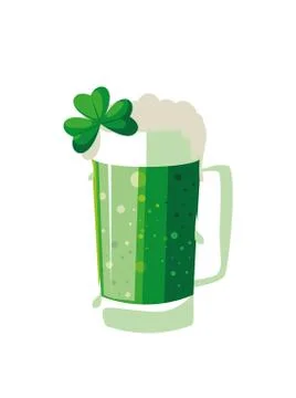 Saint patrick beer jar with clover leaf 스톡 일러스트