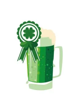 Saint patrick beer jar with clover leaf Stock Illustration