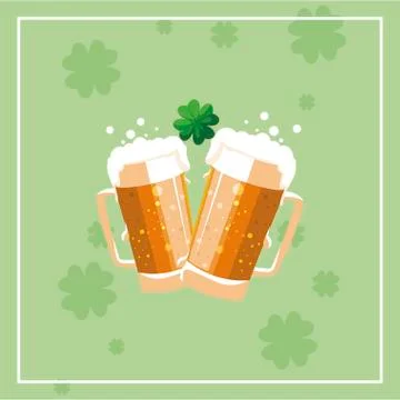 Saint patrick beer jar with clover leaf 스톡 일러스트