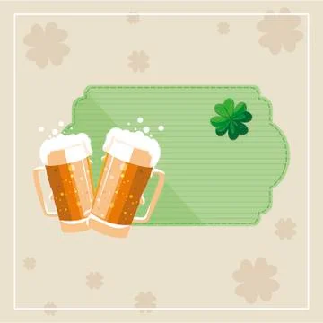 Saint patrick beer jar with clover leaf Stock Illustration