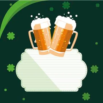Saint patrick beer jar with clover leaf Stock Illustration