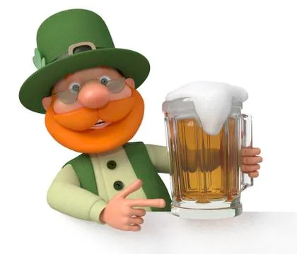 Saint Patrick with a billboard and beer Stock Illustration