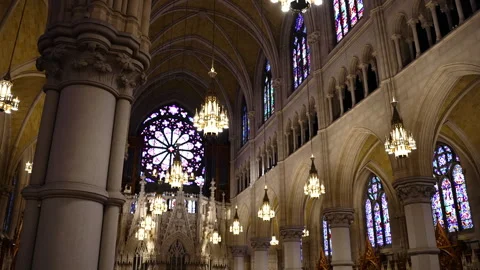 Saint Patrick cathedral in New York City inside view 库存影片 248040134