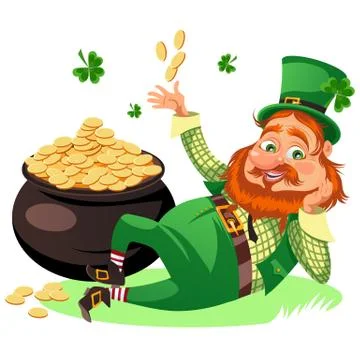Saint patrick day characters, leprechaun with Red beard man in cylinder symbol Stock Illustration