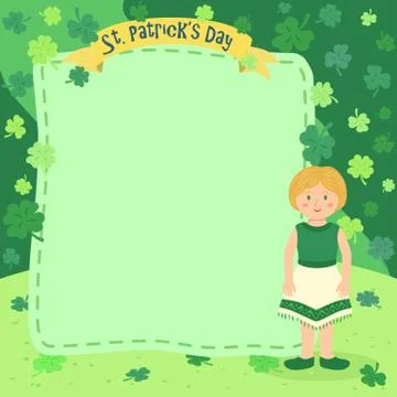 Saint Patrick Day Girl Notes Stock Illustration
