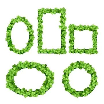 Saint patrick day green clover frame collection Stock Illustration