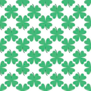 Saint Patrick day green clover seamless pattern Stock Illustration