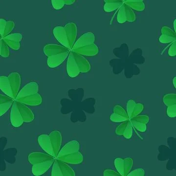 Saint Patrick Day green clover seamless pattern. Can be used as fabric textur Stock Illustration