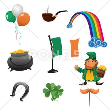Saint Patrick Day Icons Stock Illustration